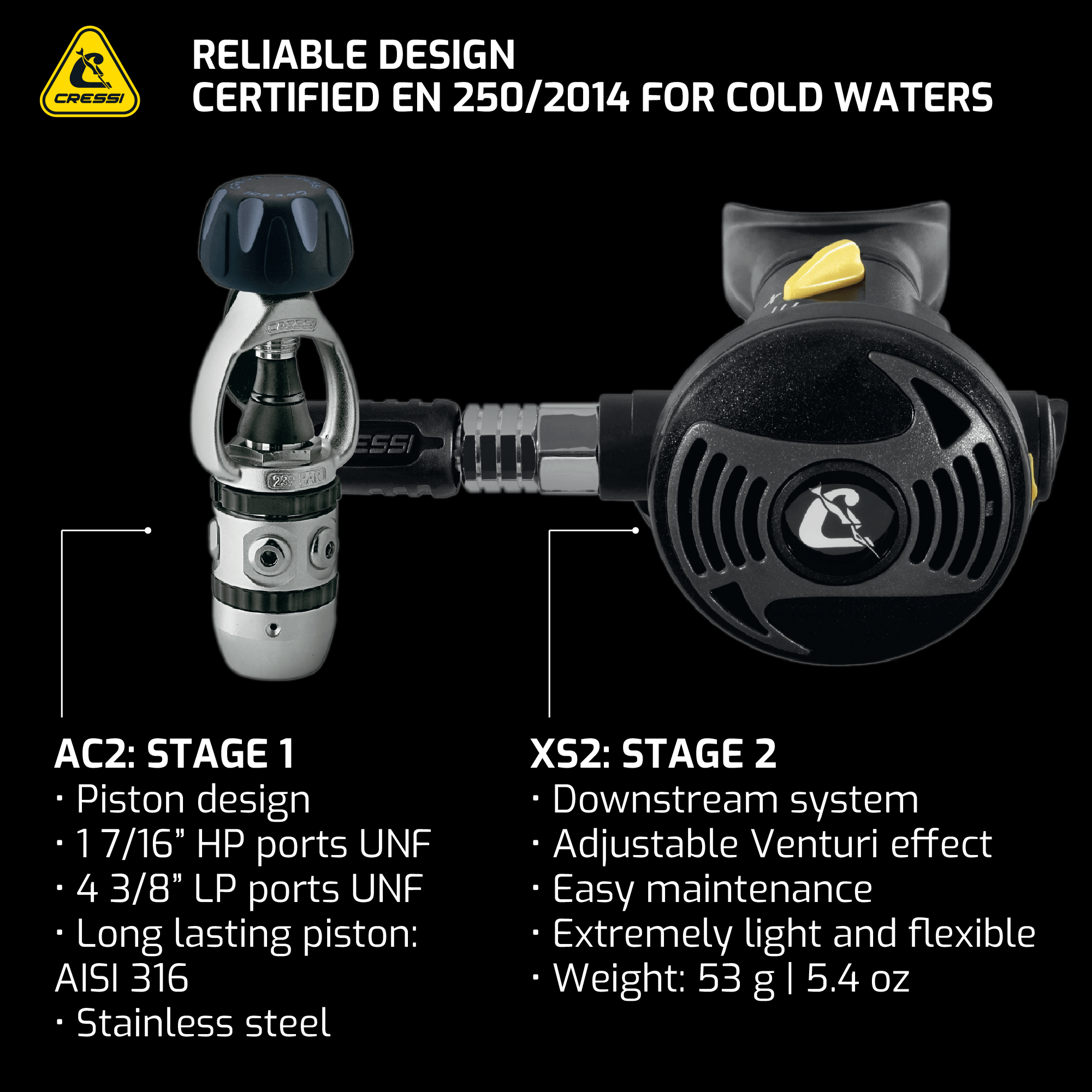 Cressi XS2/AC2 Scuba Diving Regulator